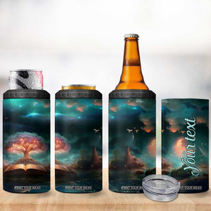 Books In The Forest 4 in 1 Can Cooler Tumbler Personalized TS04 Print Your Wear