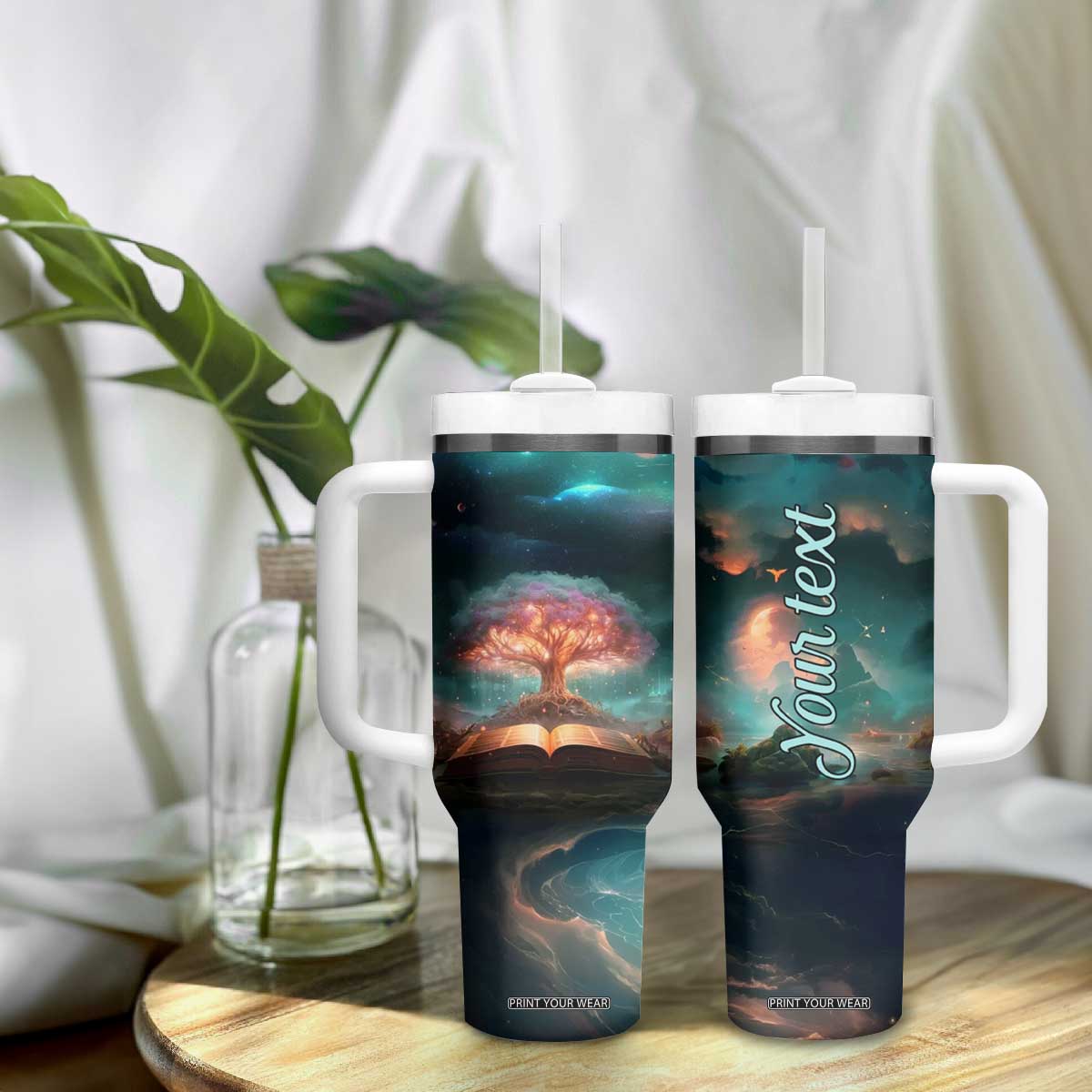 Books In The Forest Tumbler With Handle Personalized TS04 Print Your Wear