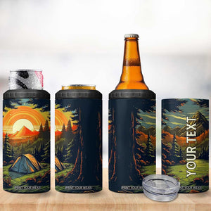 Camping Tent Vintage 4 in 1 Can Cooler Tumbler Personalized TS04 Print Your Wear