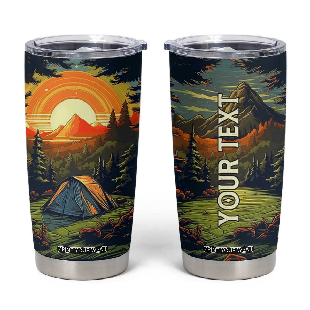 Camping Tent Vintage Tumbler Cup Personalized TS04 Multicolor Print Your Wear