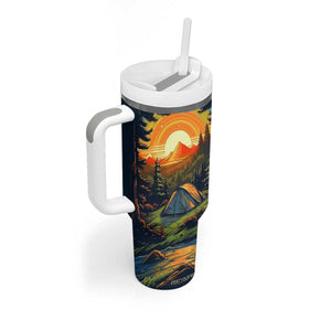 Camping Tent Vintage Tumbler With Handle Personalized TS04 Print Your Wear