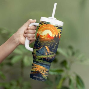 Camping Tent Vintage Tumbler With Handle Personalized TS04 Print Your Wear