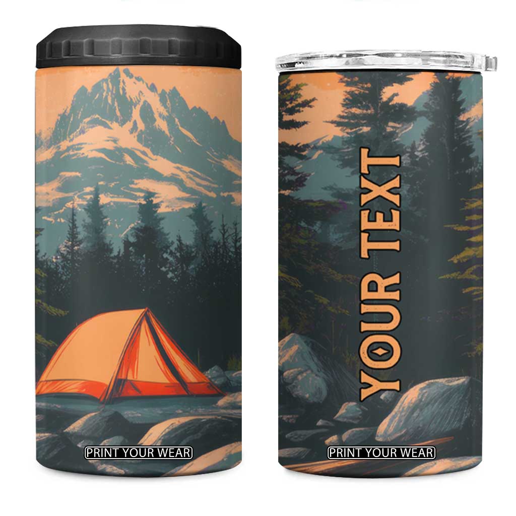 Retro Camping Tent 4 in 1 Can Cooler Tumbler Personalized TS04 One Size: 16 oz Multicolor Print Your Wear