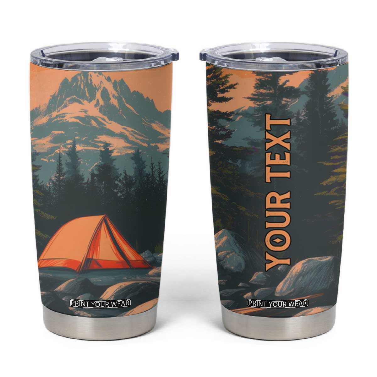 Retro Camping Tent Tumbler Cup Personalized TS04 Multicolor Print Your Wear