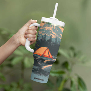 Retro Camping Tent Tumbler With Handle Personalized TS04 Print Your Wear