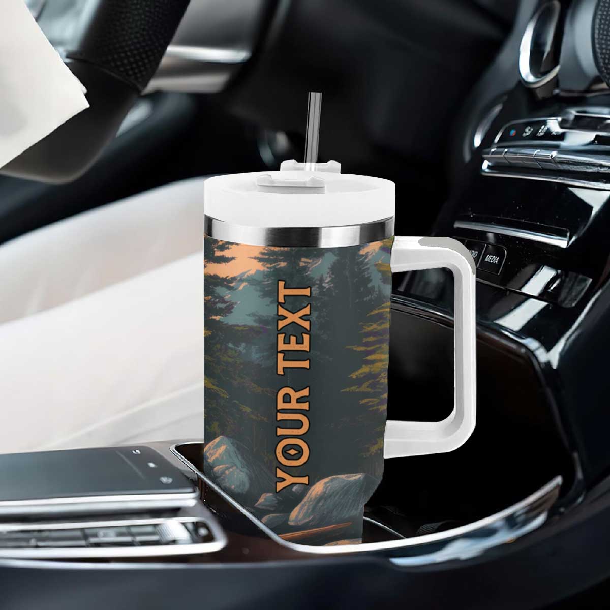 Retro Camping Tent Tumbler With Handle Personalized TS04 Print Your Wear