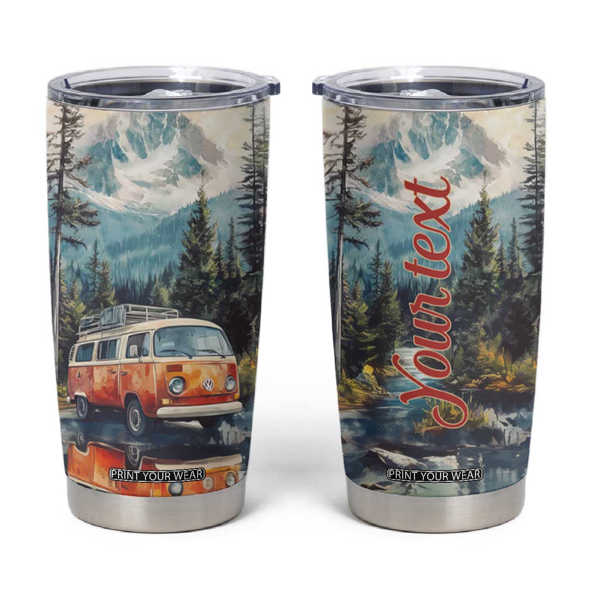 Camping RV Near The Lake Tumbler Cup Personalized TS04 Multicolor Print Your Wear