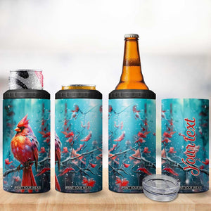 Colorful Cardinal 4 in 1 Can Cooler Tumbler Personalized TS04 Print Your Wear