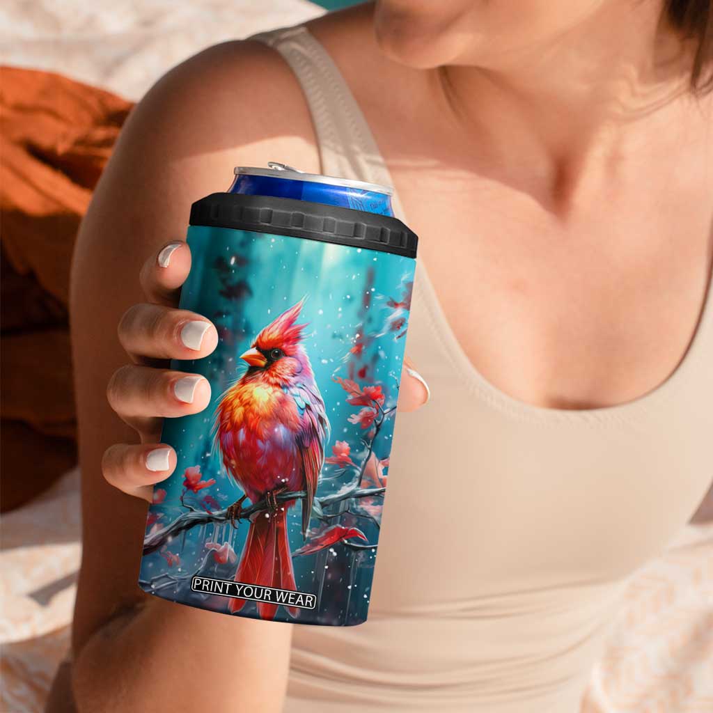 Colorful Cardinal 4 in 1 Can Cooler Tumbler Personalized TS04 Print Your Wear