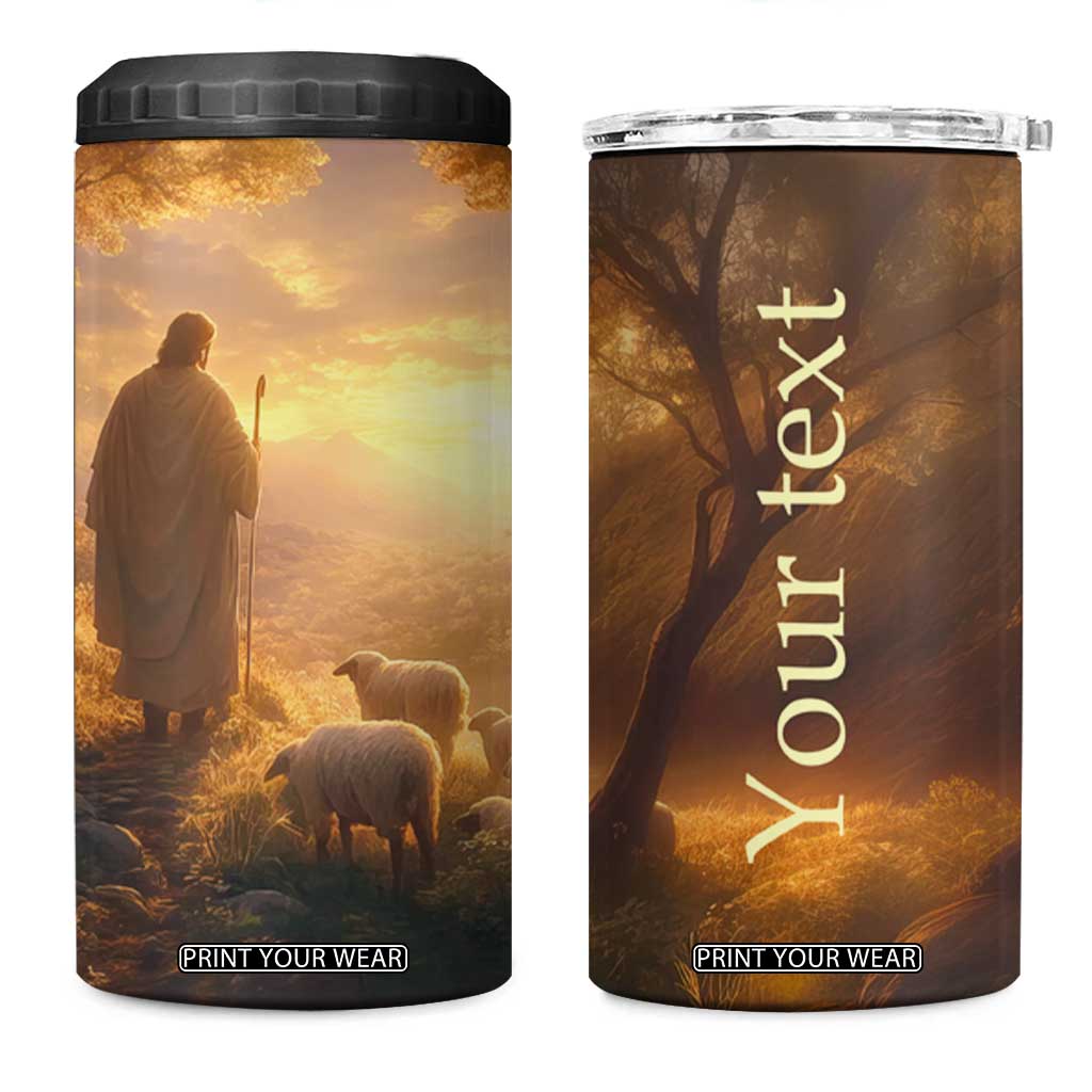 Jesus Walking On The Forest With Lambs 4 in 1 Can Cooler Tumbler Personalized TS04 One Size: 16 oz Multicolor Print Your Wear