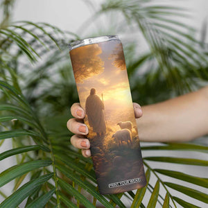 Jesus Walking On The Forest With Lambs Skinny Tumbler Personalized TS04 Print Your Wear