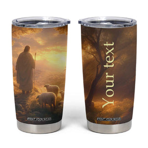 Jesus Walking On The Forest With Lambs Tumbler Cup Personalized TS04 Multicolor Print Your Wear