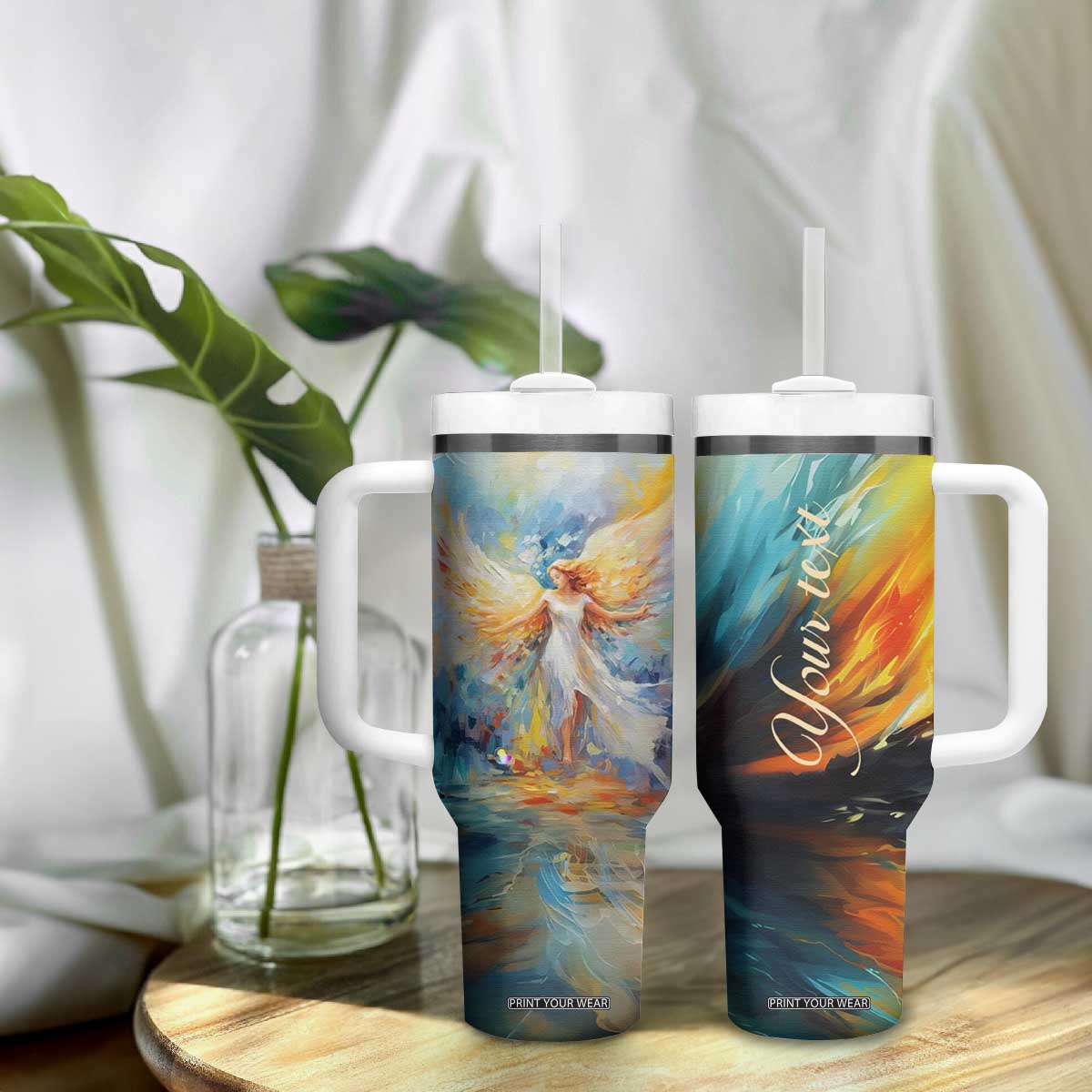 Colorful Faith Angel Tumbler With Handle Personalized TS04 Print Your Wear