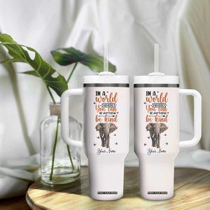 In A World Where You Can Be Anything Be Kind Daisy Elephant Tumbler With Handle Personalized TS04 Print Your Wear