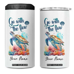 Turtle Go With The Flow 4 in 1 Can Cooler Tumbler Personalized TS04 One Size: 16 oz Multicolor Print Your Wear