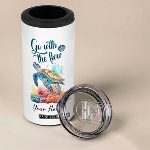 Turtle Go With The Flow 4 in 1 Can Cooler Tumbler Personalized TS04 Print Your Wear