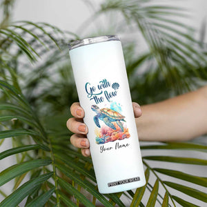 Turtle Go With The Flow Skinny Tumbler Personalized TS04 Print Your Wear