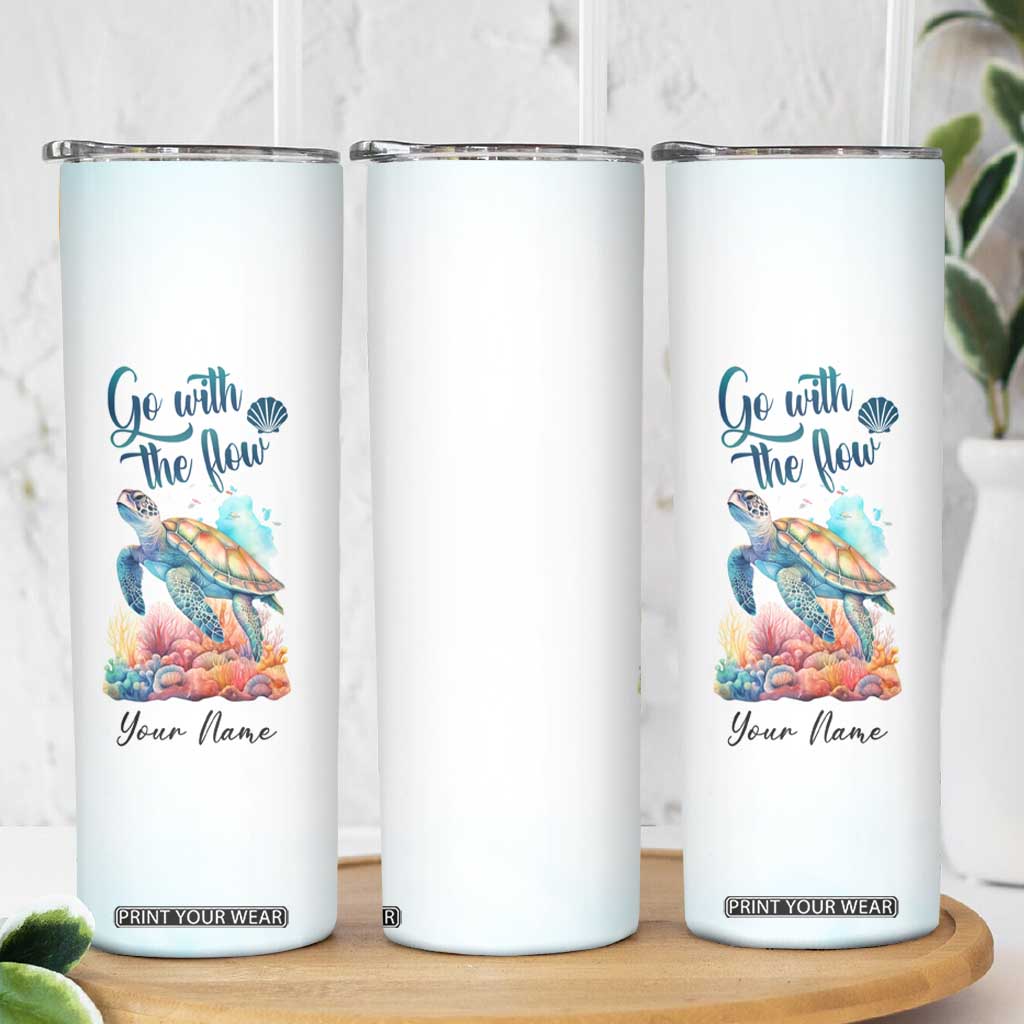 Turtle Go With The Flow Skinny Tumbler Personalized TS04 Print Your Wear