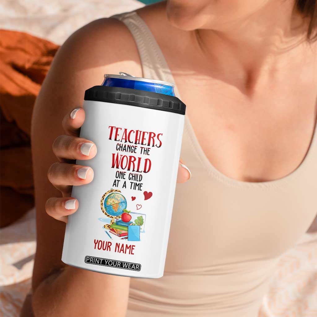 Teachers Change The World One Child At A Time 4 in 1 Can Cooler Tumbler Personalized TS04 Print Your Wear