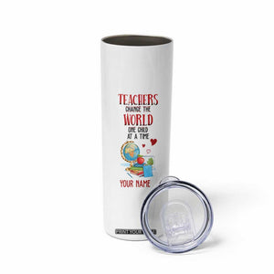 Teachers Change The World One Child At A Time Skinny Tumbler Personalized TS04 Print Your Wear