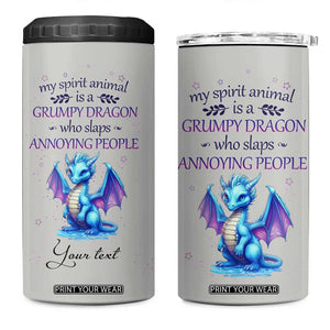 My Spirit Animal Is A Grumpy Dragon Who Slaps Annoying People 4 in 1 Can Cooler Tumbler Personalized TS04 One Size: 16 oz Multicolor Print Your Wear