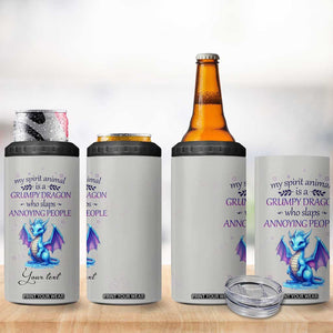 My Spirit Animal Is A Grumpy Dragon Who Slaps Annoying People 4 in 1 Can Cooler Tumbler Personalized TS04 Print Your Wear