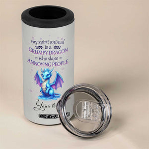 My Spirit Animal Is A Grumpy Dragon Who Slaps Annoying People 4 in 1 Can Cooler Tumbler Personalized TS04 Print Your Wear