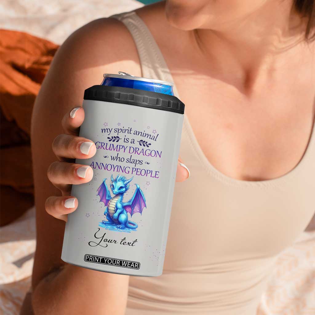 My Spirit Animal Is A Grumpy Dragon Who Slaps Annoying People 4 in 1 Can Cooler Tumbler Personalized TS04 Print Your Wear