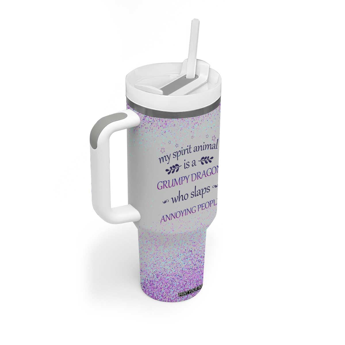 My Spirit Animal Is A Grumpy Dragon Who Slaps Annoying People Tumbler With Handle Personalized TS04 Print Your Wear
