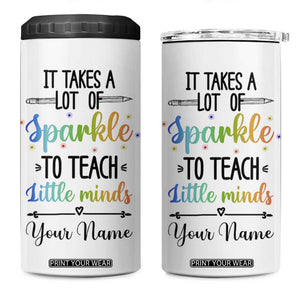 It Takes A Lot Of Sparkle To Teach Little Minds 4 in 1 Can Cooler Tumbler Personalized TS04 One Size: 16 oz Multicolor Print Your Wear