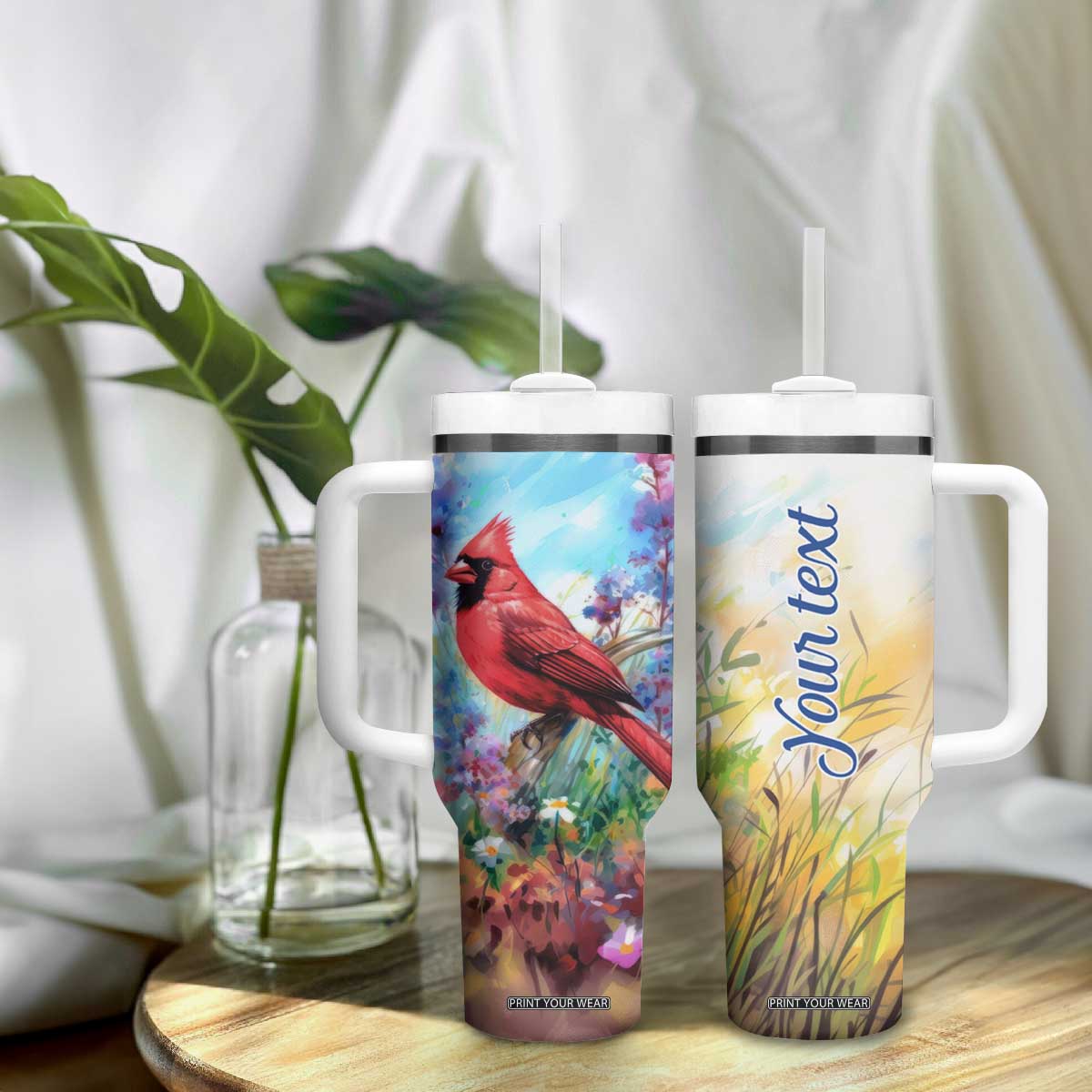 Cardinal Flower Tumbler With Handle Personalized TS04 Print Your Wear