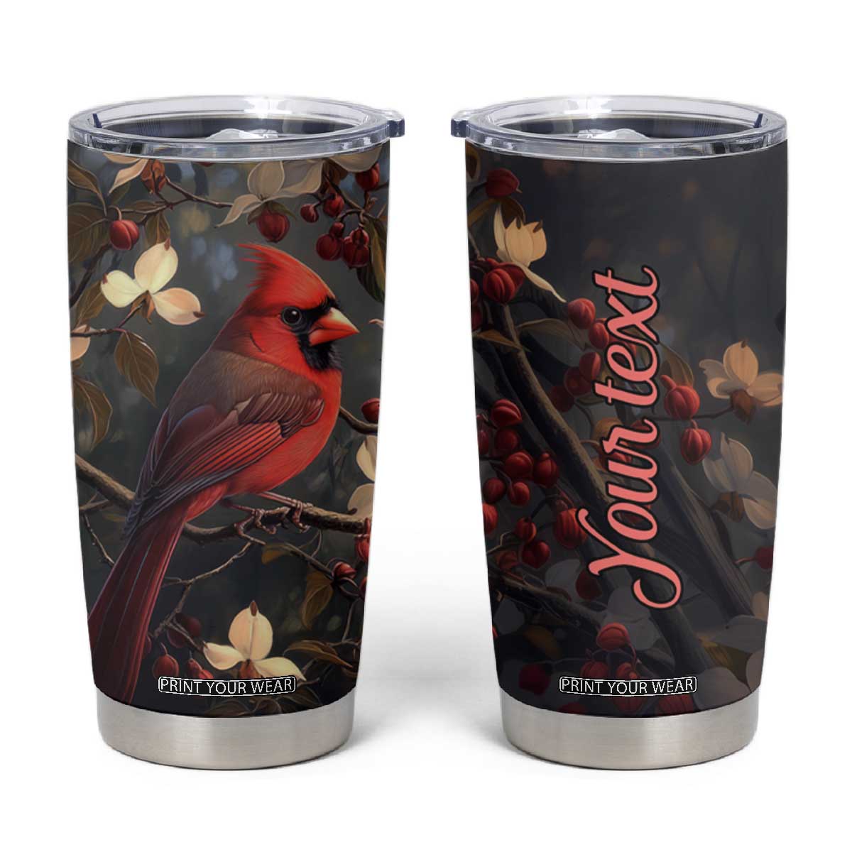 Cardinal Floral Tumbler Cup Personalized TS04 Multicolor Print Your Wear