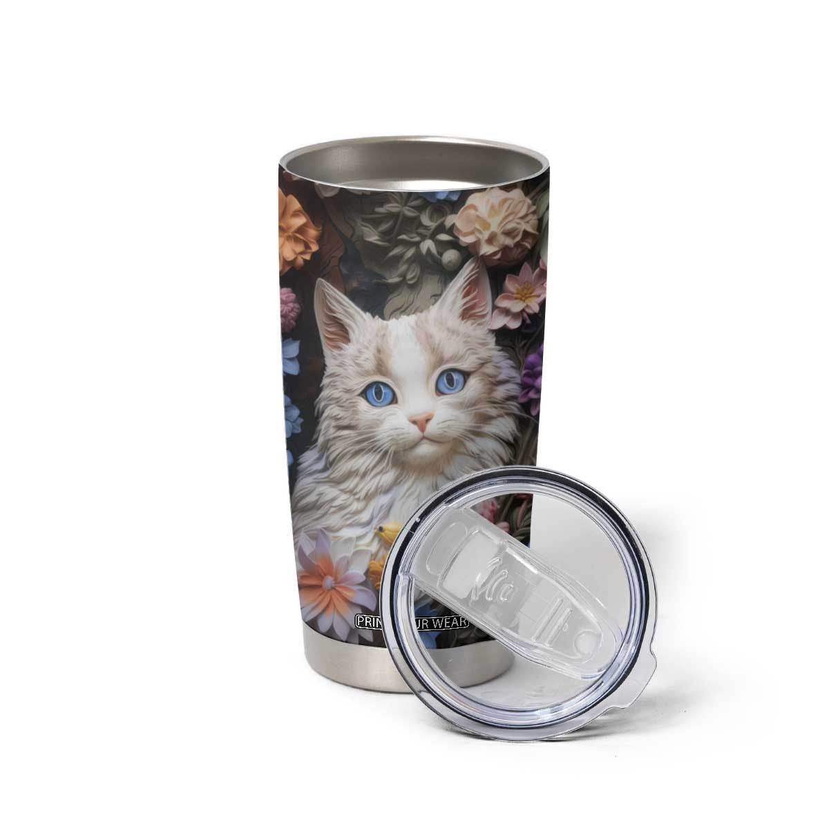 Cat Flowers Plaster Carving Tumbler Cup Personalized TS04 Print Your Wear