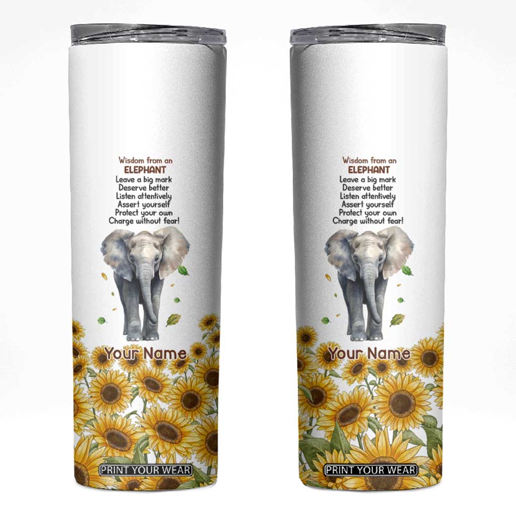 Wisdom From An Elephant Skinny Tumbler Personalized TS04 Multicolor Print Your Wear