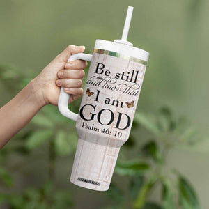 Faith Sunflower Be Still Tumbler With Handle Personalized TS04 Print Your Wear