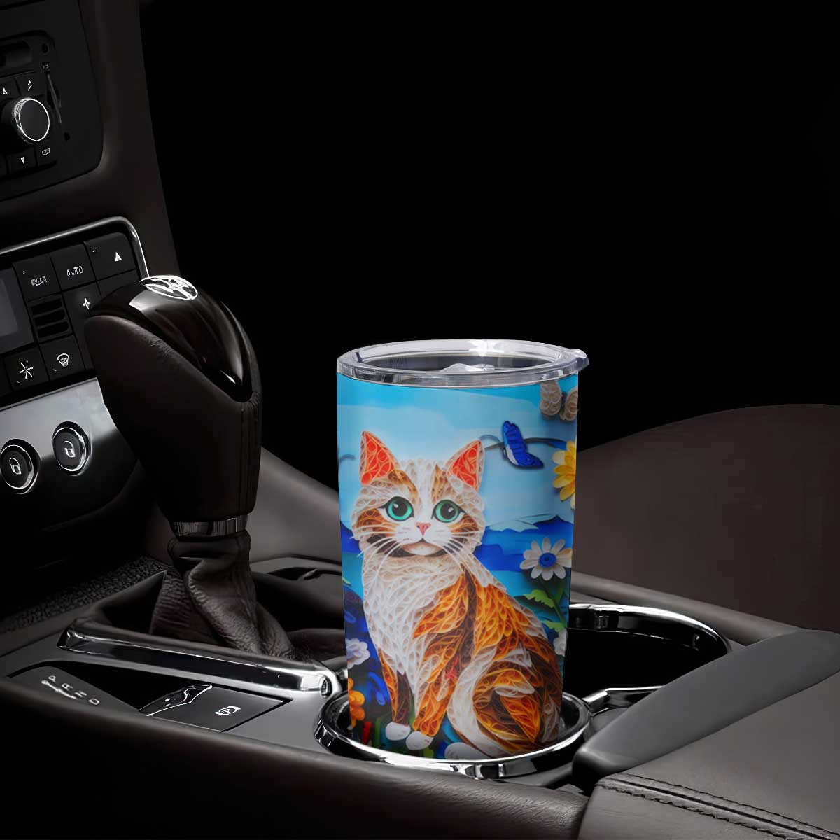 Cat In The Flowers Garden Paper Quiling Tumbler Cup Personalized TS04 Print Your Wear