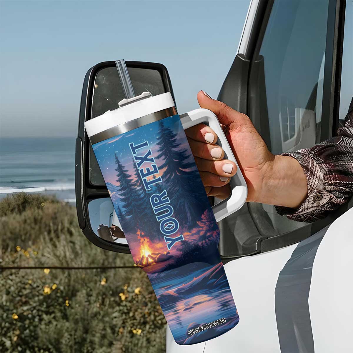 Camping RV Tumbler With Handle Personalized TS04 Print Your Wear