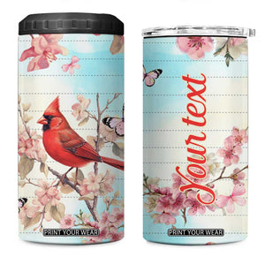 Cardinal Vintage Flower 4 in 1 Can Cooler Tumbler Personalized TS04 One Size: 16 oz Multicolor Print Your Wear