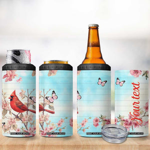 Cardinal Vintage Flower 4 in 1 Can Cooler Tumbler Personalized TS04 Print Your Wear