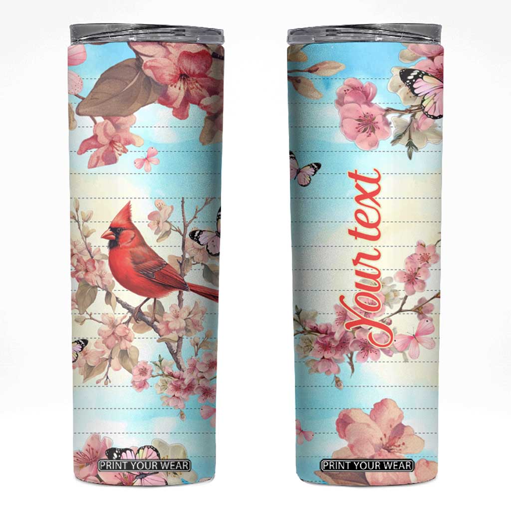 Cardinal Vintage Flower Skinny Tumbler Personalized TS04 Multicolor Print Your Wear