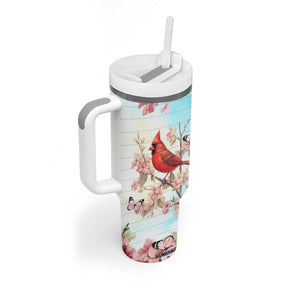 Cardinal Vintage Flower Tumbler With Handle Personalized TS04 Print Your Wear