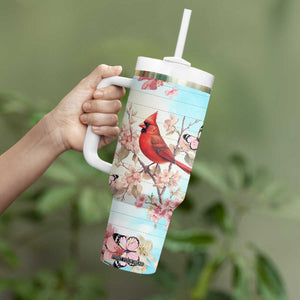 Cardinal Vintage Flower Tumbler With Handle Personalized TS04 Print Your Wear