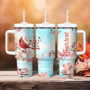 Cardinal Vintage Flower Tumbler With Handle Personalized TS04 Print Your Wear