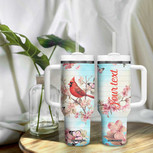 Cardinal Vintage Flower Tumbler With Handle Personalized TS04 Print Your Wear