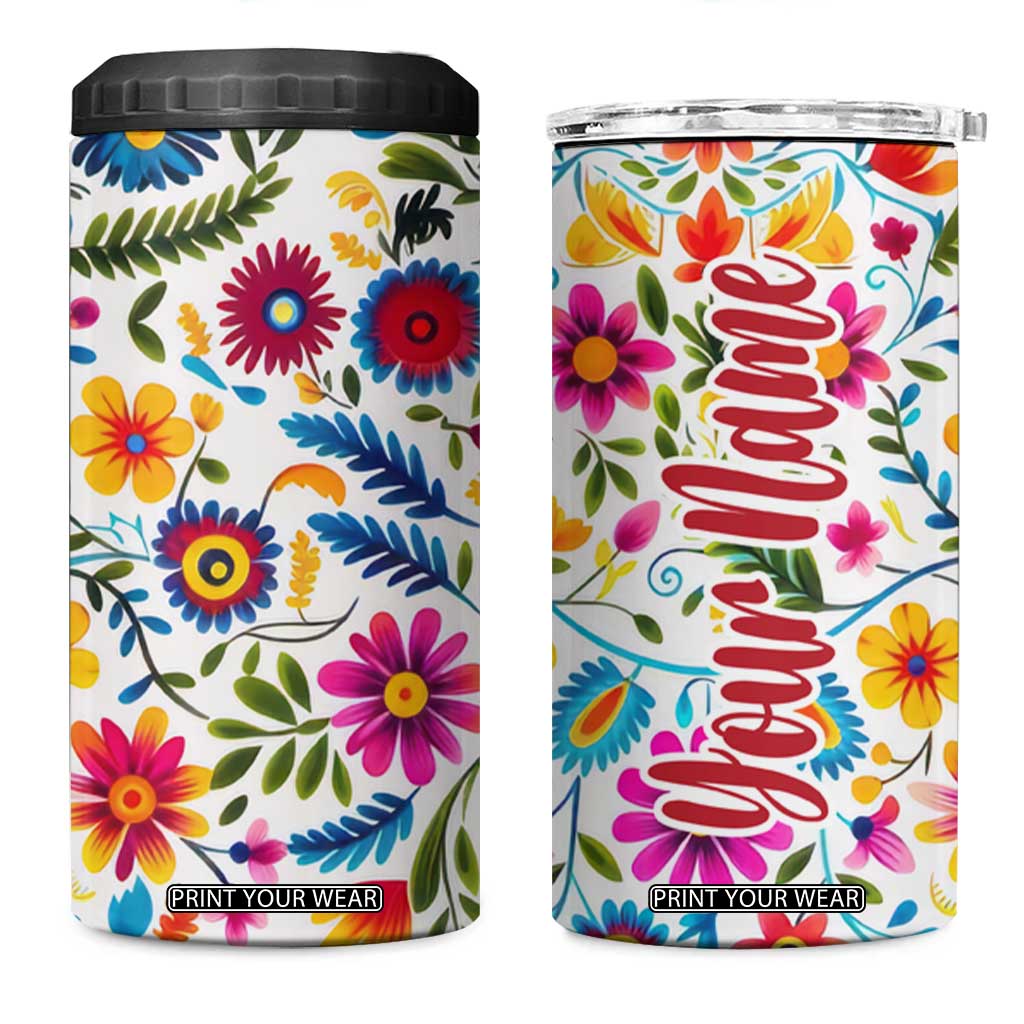 Gardening Mexican Flower Seamless 4 in 1 Can Cooler Tumbler Personalized TS04 One Size: 16 oz Multicolor Print Your Wear