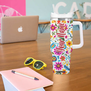 Gardening Mexican Flower Seamless Tumbler With Handle Personalized TS04 Print Your Wear