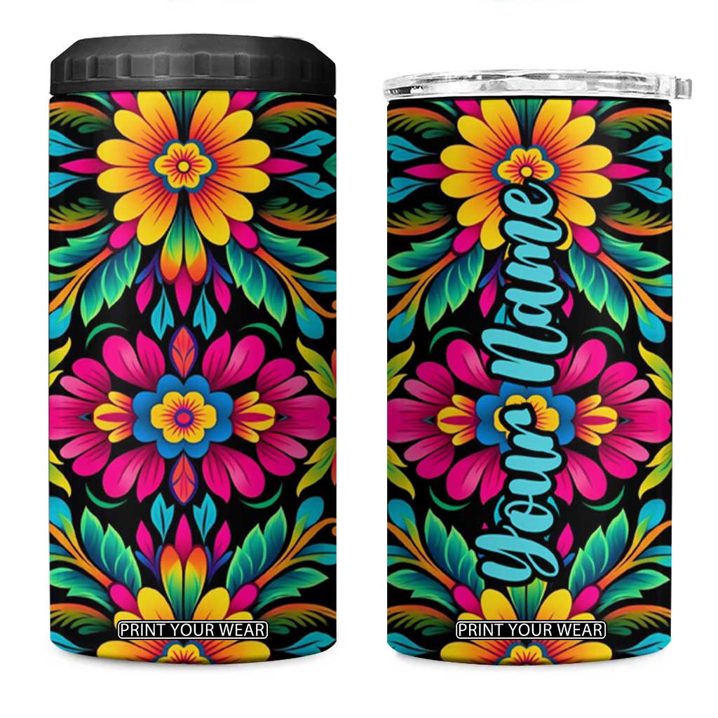 Gardening Mexican Flower Pattern 4 in 1 Can Cooler Tumbler Personalized TS04 One Size: 16 oz Multicolor Print Your Wear