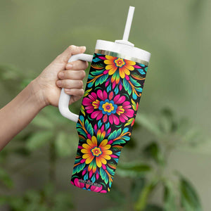 Gardening Mexican Flower Pattern Tumbler With Handle Personalized TS04 Print Your Wear