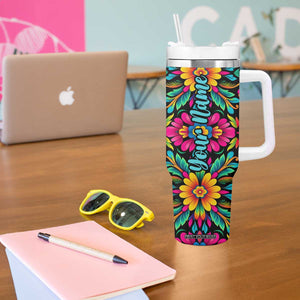 Gardening Mexican Flower Pattern Tumbler With Handle Personalized TS04 Print Your Wear