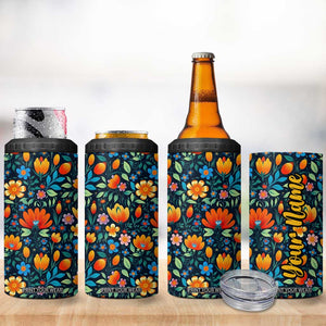 Mexican Gardening Flower Pattern 4 in 1 Can Cooler Tumbler Personalized TS04 Print Your Wear